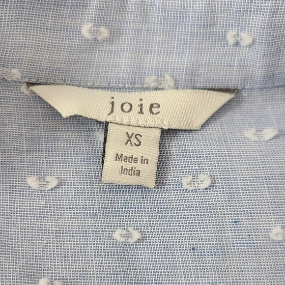 Joie Abidan clip dot cotton blouse Cornflower blue long sleeve women's size XS - Picture 7 of 9